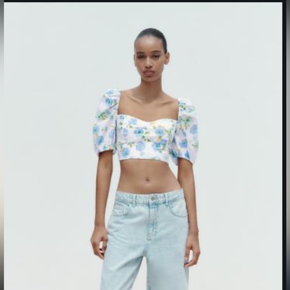 ZARA FLORAL PRINT CROP TOP